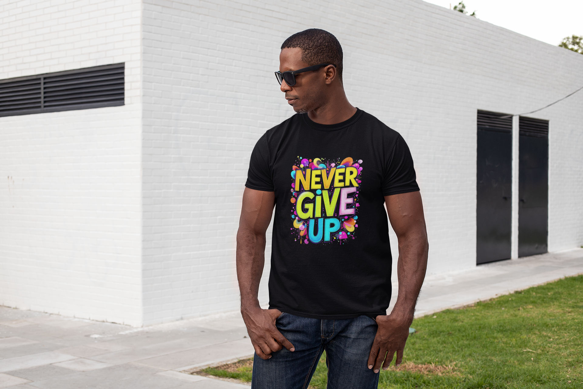 NEVER GIVE UP Short-Sleeve Unisex T-Shirt - souverista