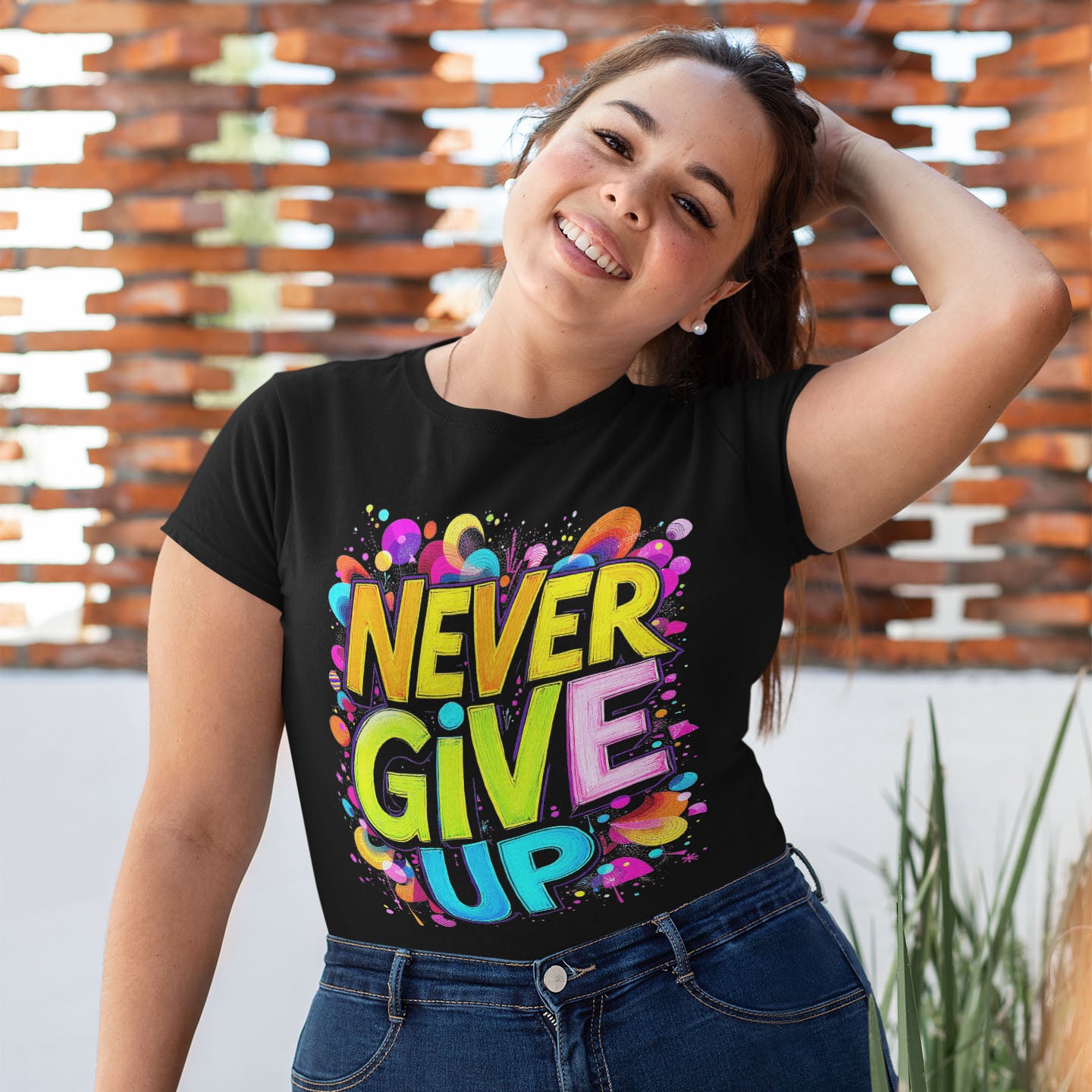 NEVER GIVE UP Short-Sleeve Unisex T-Shirt - souverista