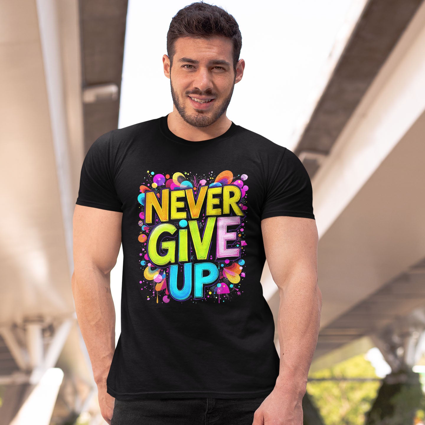 NEVER GIVE UP Short-Sleeve Unisex T-Shirt - souverista