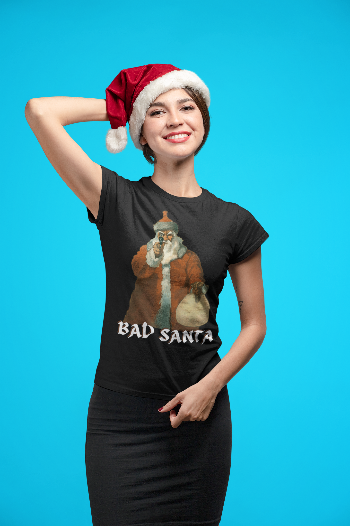 Bad Santa,  christmas shirt, holy night, sleeve t-shirt, Kurzärmeliges Unisex-T-Shirt