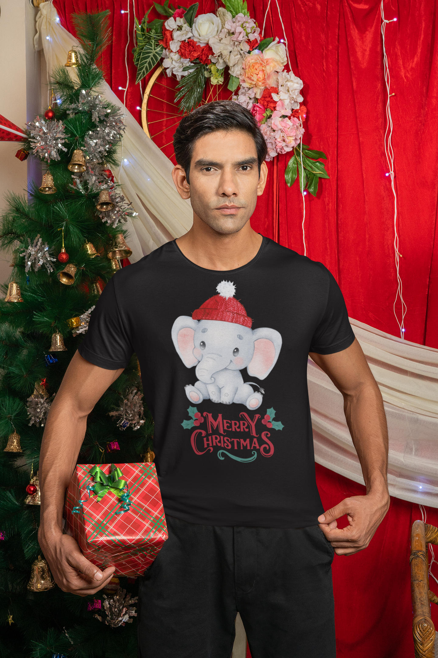Elephant shirt, Weihnachtsmann T-Shirt, Weihnachten Shirt, Geschenk Weihnachten, personalisiertes T-Shirt, Kurzärmeliges Unisex-T-Shirt - souverista