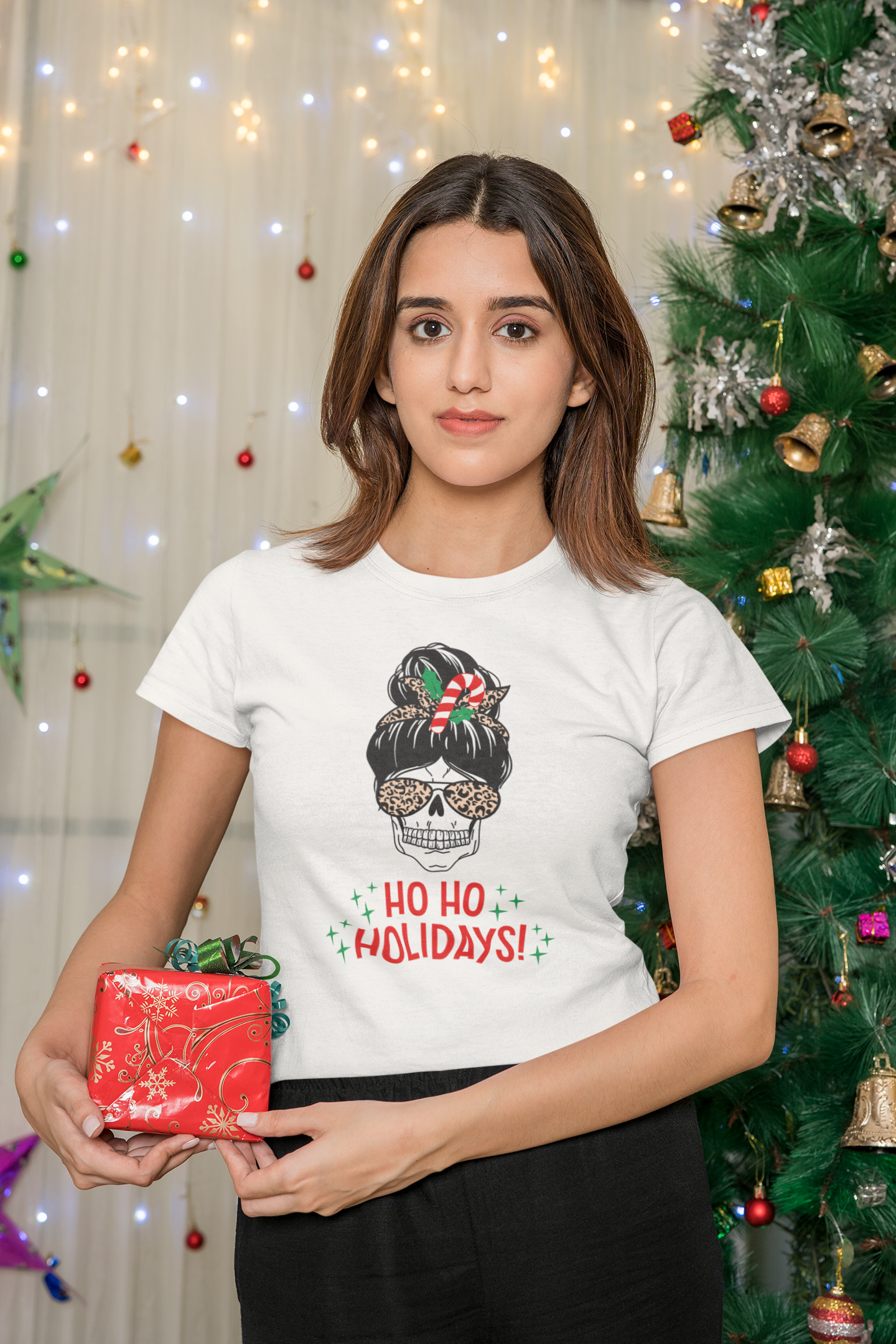 Totenkopf T-Shirt, Weihnachten T-Shirt, Kurzärmeliges Unisex-T-Shirt - souverista