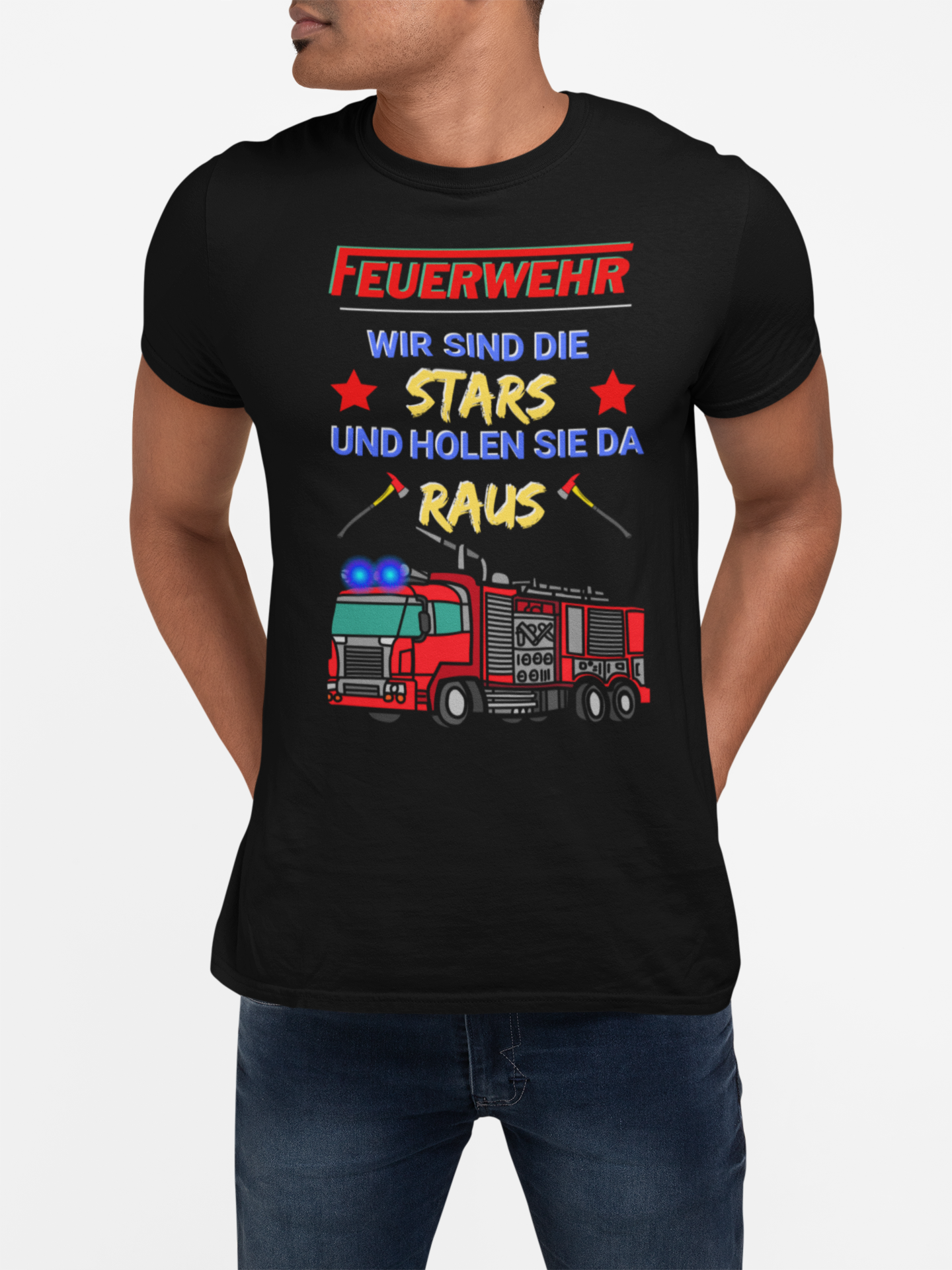 Feuerwehr - Wir sind die Stars und holen Sie da raus Unisex-T-Shirt - souverista