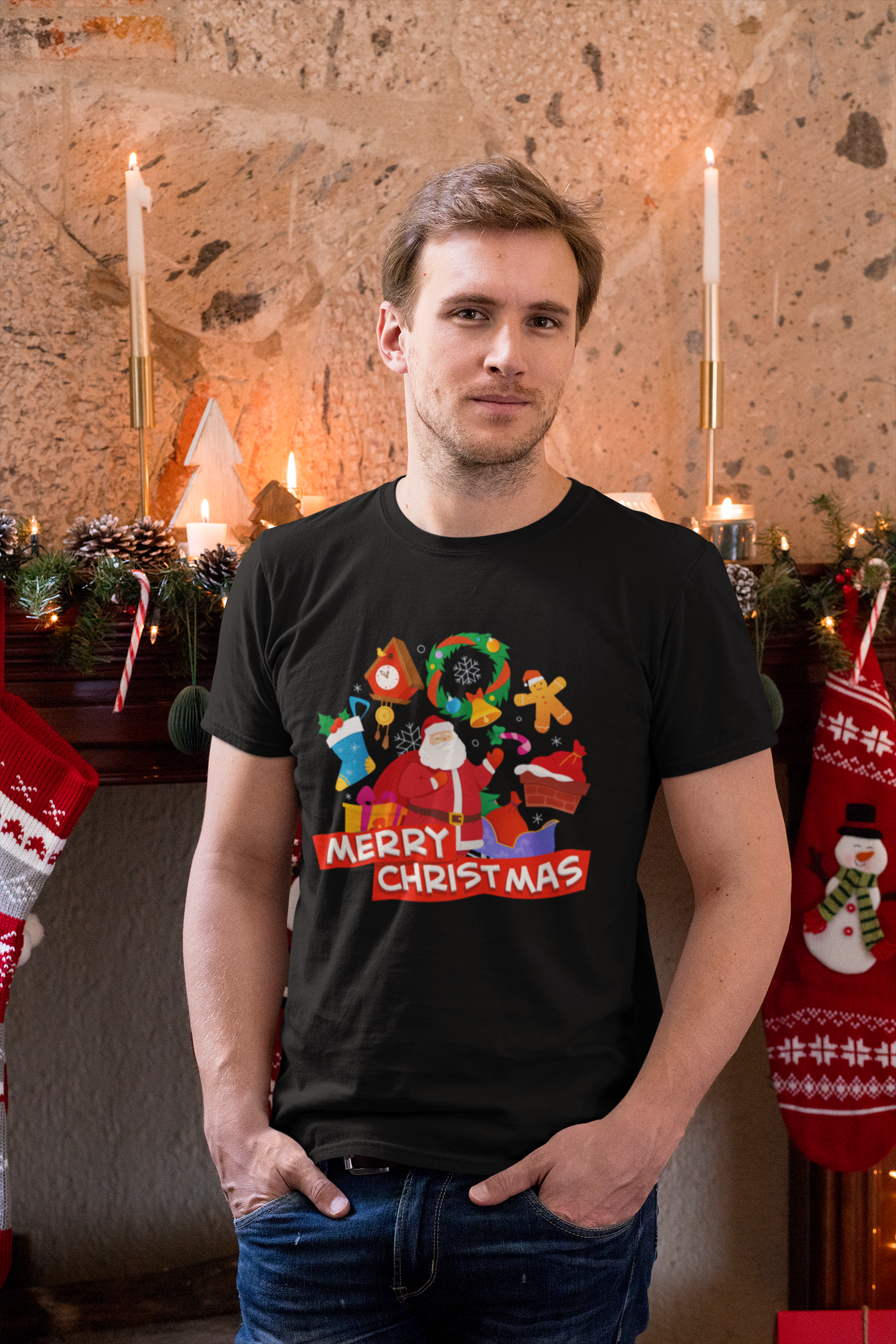 Santa Claus, merry christmas, Kurzärmeliges Unisex-T-Shirt - souverista