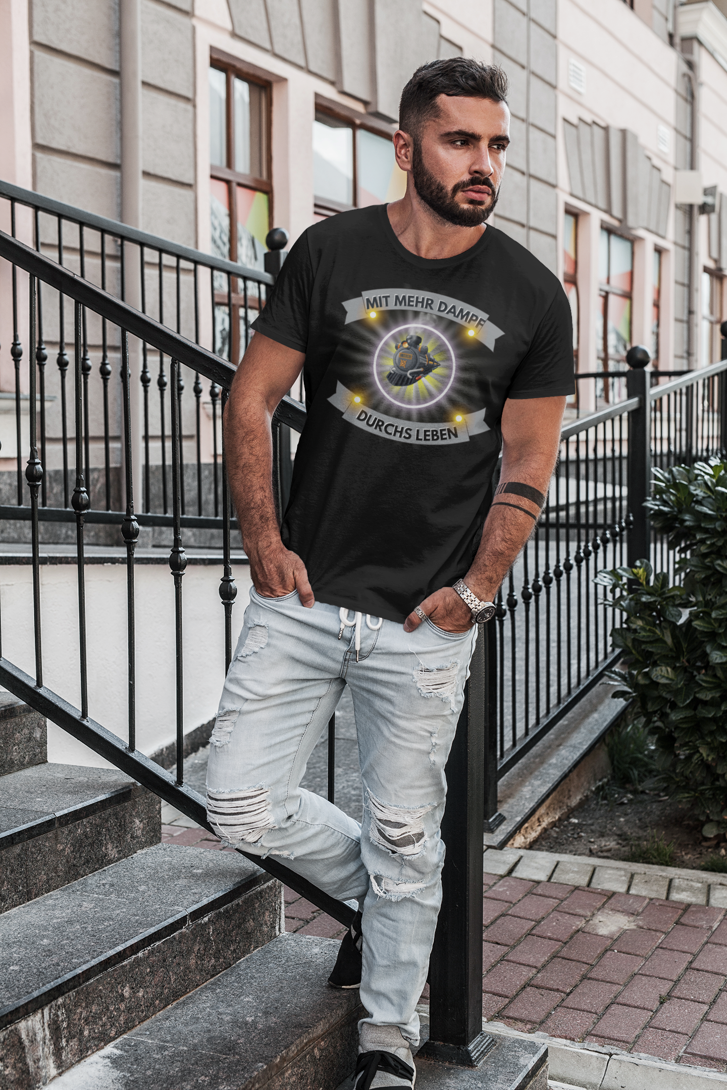 Mit mehr Dampf durchs Leben Unisex-T-Shirt - souverista