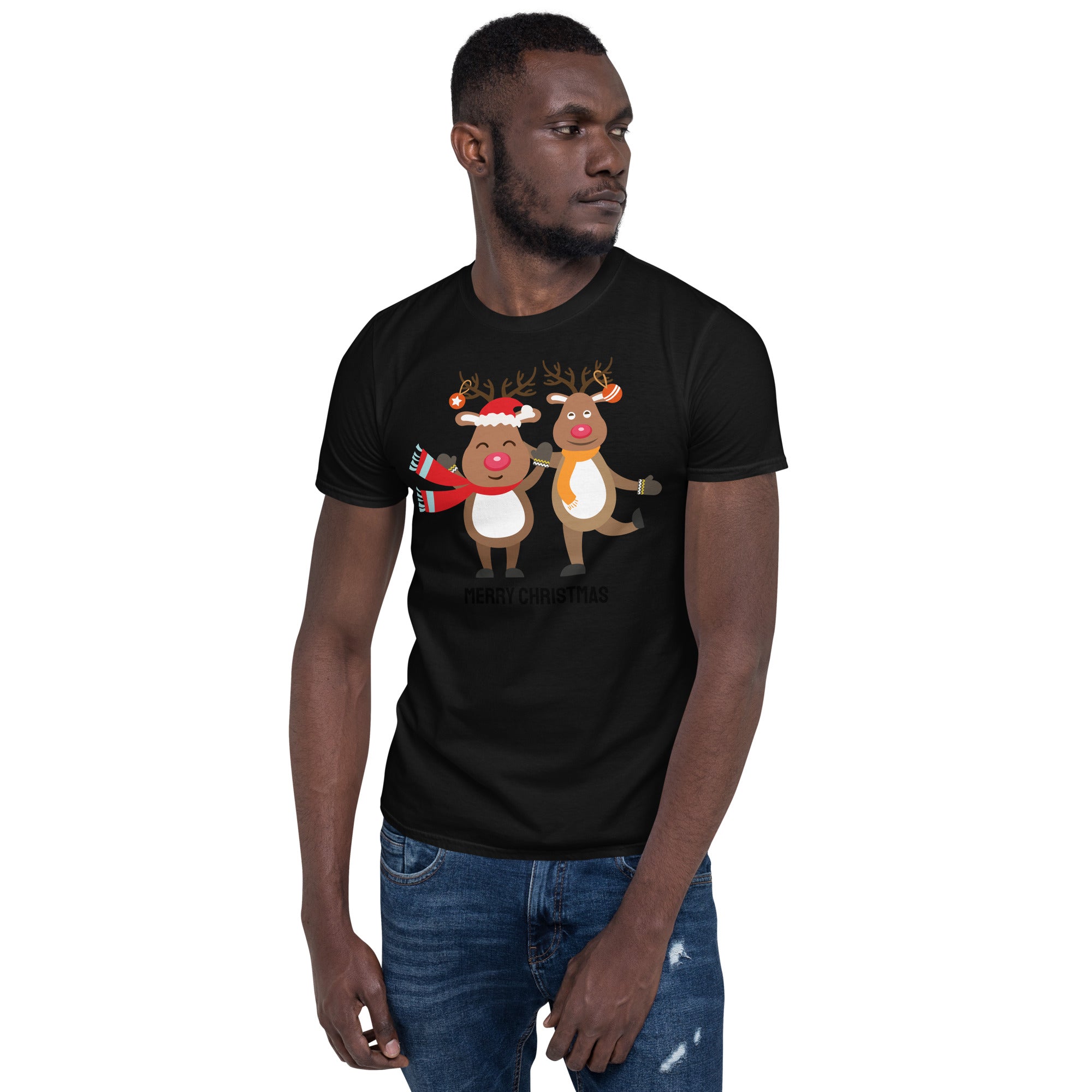 Frohe Weihnachten, Renntier T-Shirt, Kurzärmeliges Unisex-T-Shirt