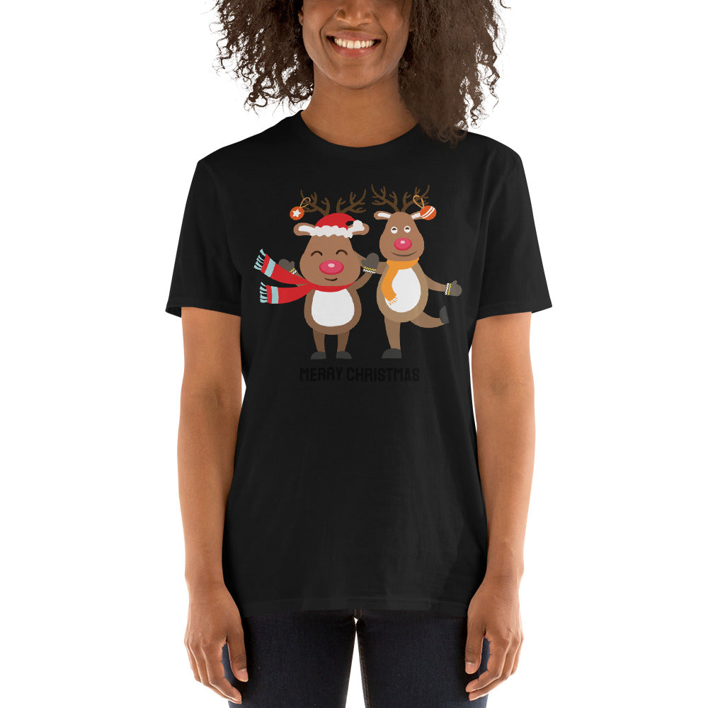 Frohe Weihnachten, Renntier T-Shirt, Kurzärmeliges Unisex-T-Shirt
