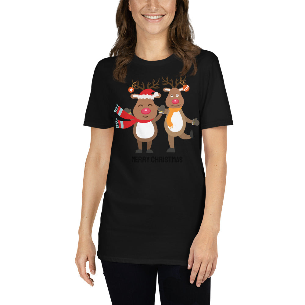 Frohe Weihnachten, Renntier T-Shirt, Kurzärmeliges Unisex-T-Shirt