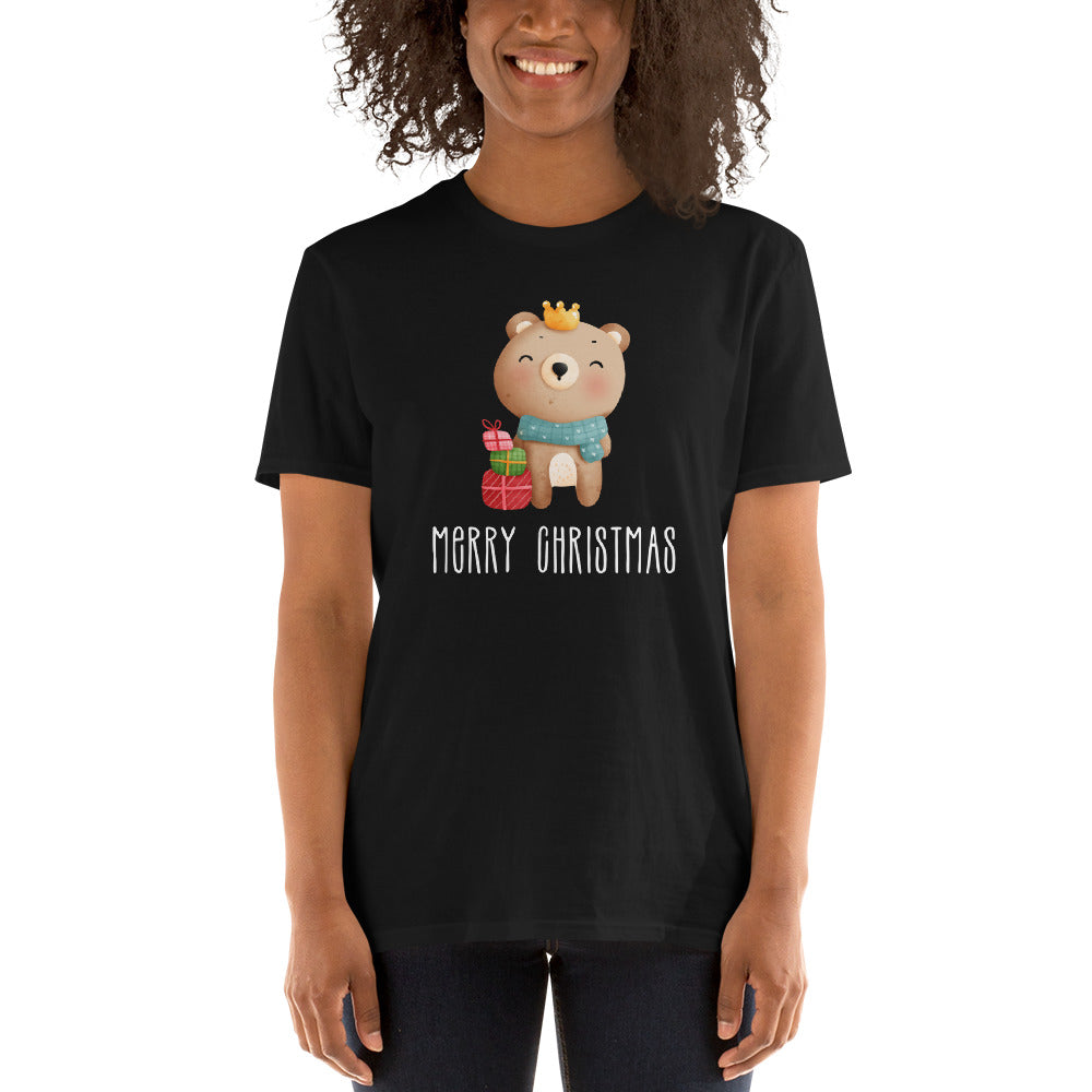 Teddybär T-Shirt, Frohe Weihnachten, Kurzärmeliges Unisex-T-Shirt
