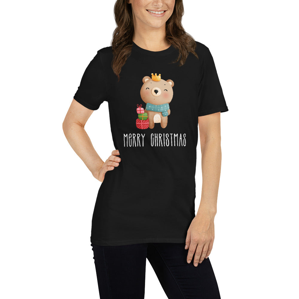Teddybär T-Shirt, Frohe Weihnachten, Kurzärmeliges Unisex-T-Shirt