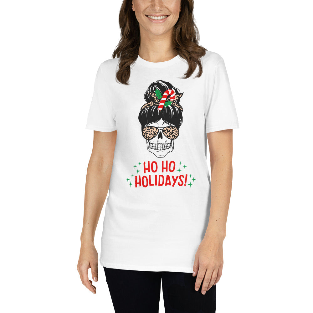 Totenkopf T-Shirt, Weihnachten T-Shirt, Kurzärmeliges Unisex-T-Shirt - souverista