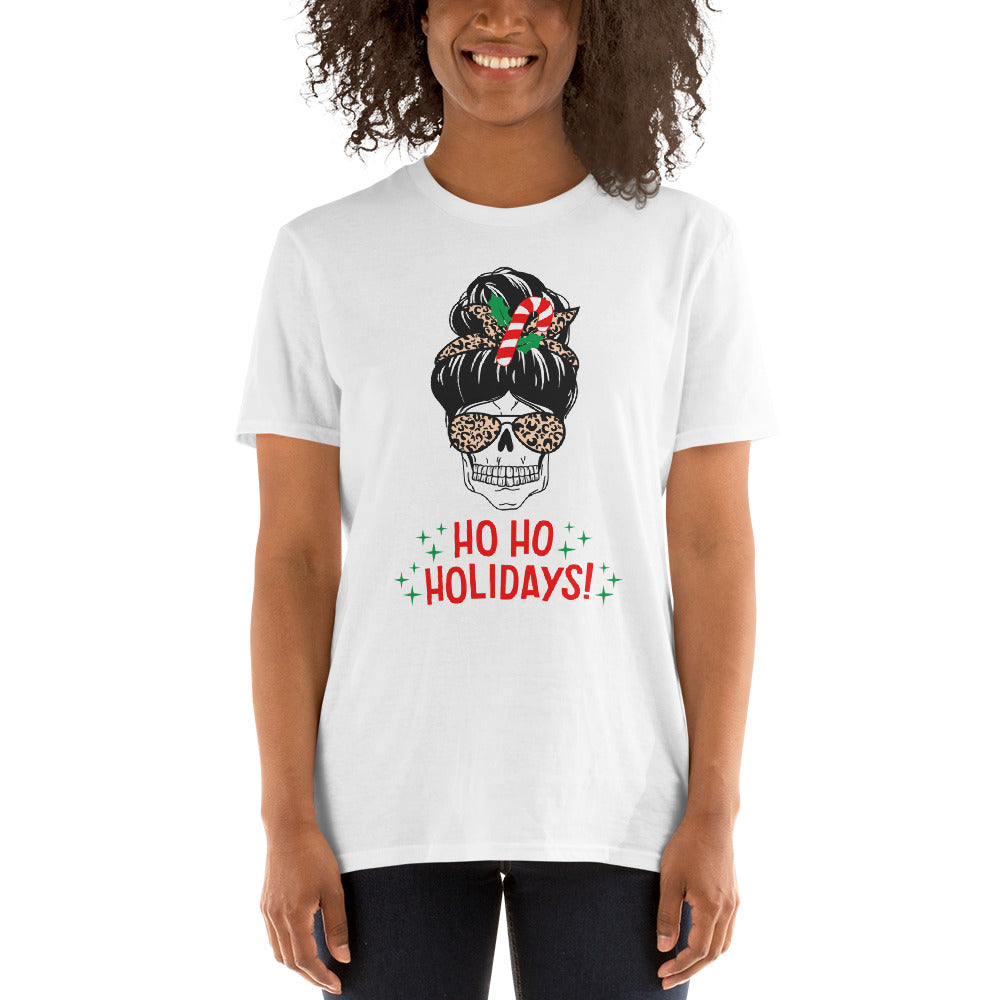 Totenkopf T-Shirt, Weihnachten T-Shirt, Kurzärmeliges Unisex-T-Shirt - souverista