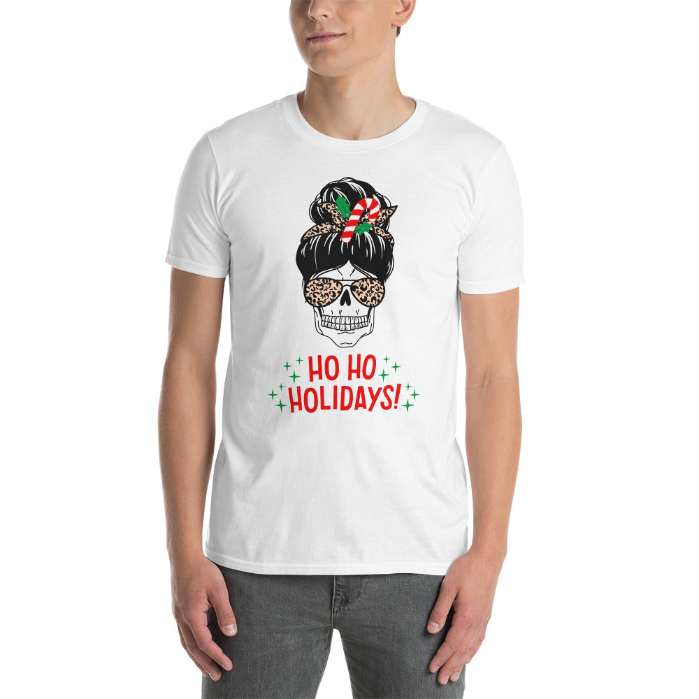 Totenkopf T-Shirt, Weihnachten T-Shirt, Kurzärmeliges Unisex-T-Shirt - souverista