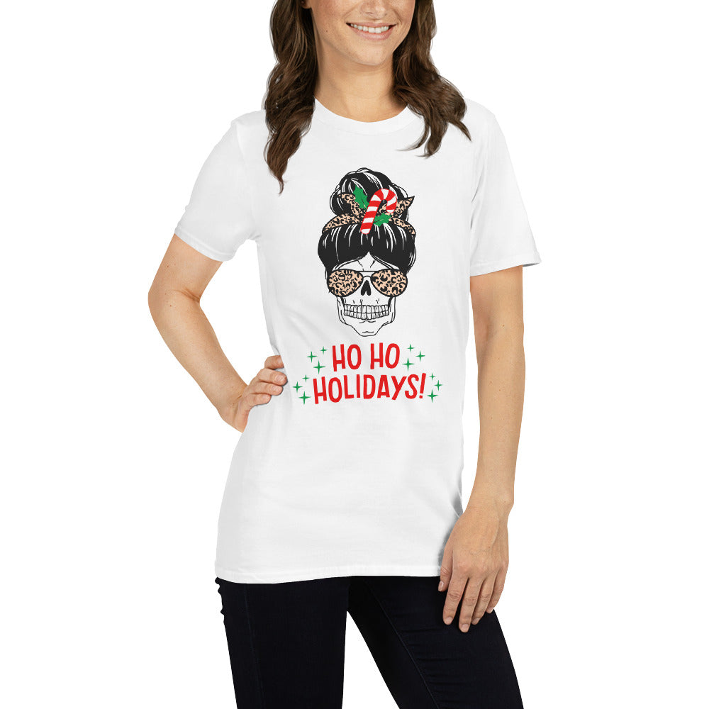 Totenkopf T-Shirt, Weihnachten T-Shirt, Kurzärmeliges Unisex-T-Shirt - souverista