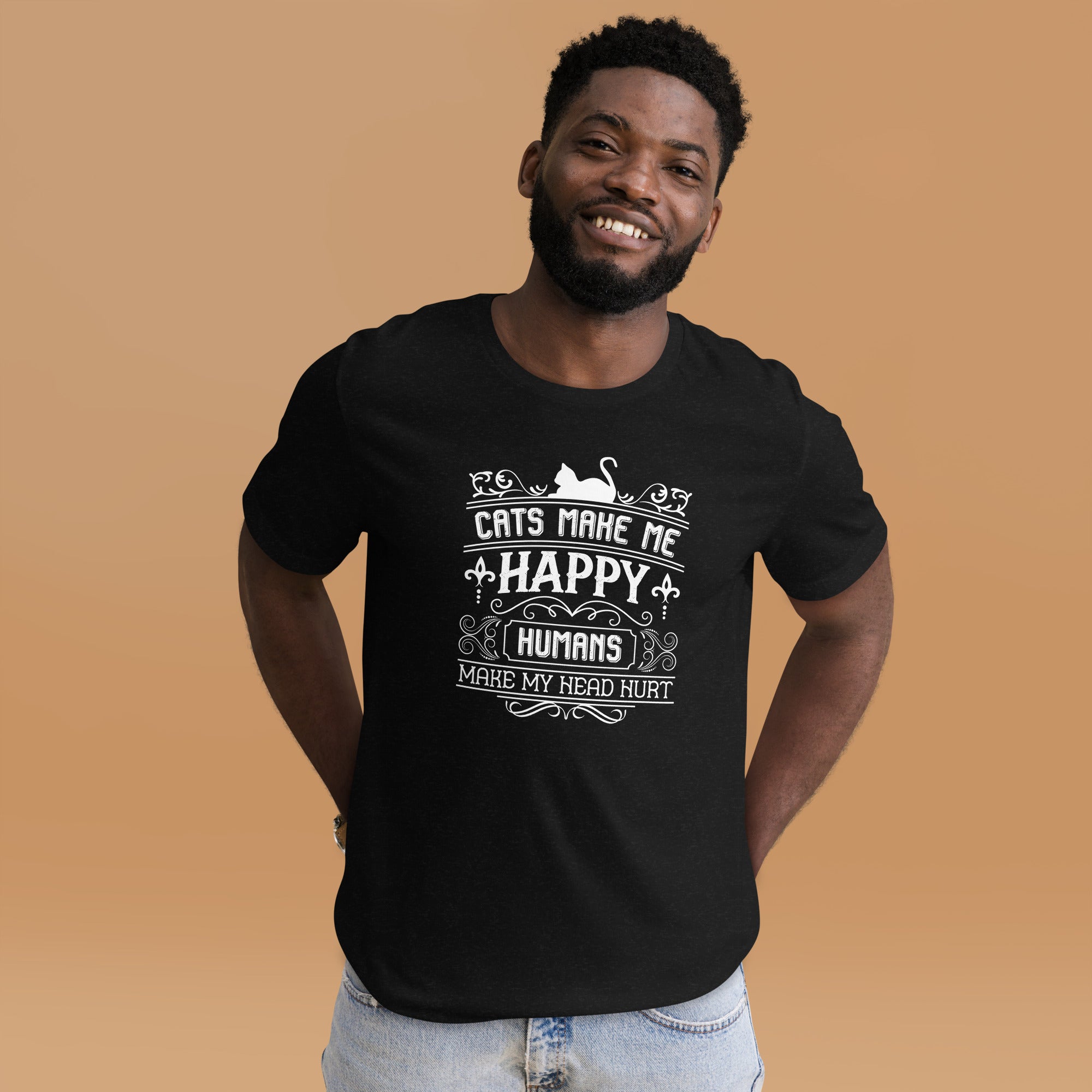 Cats make me happy Unisex-T-Shirt - souverista