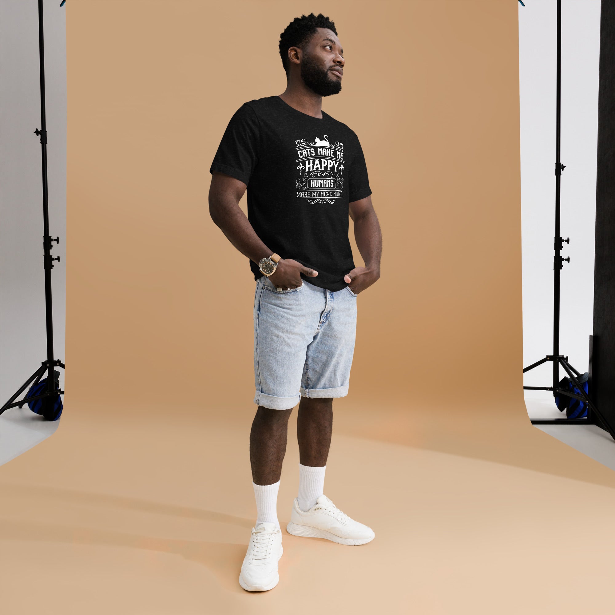 Cats make me happy Unisex-T-Shirt - souverista