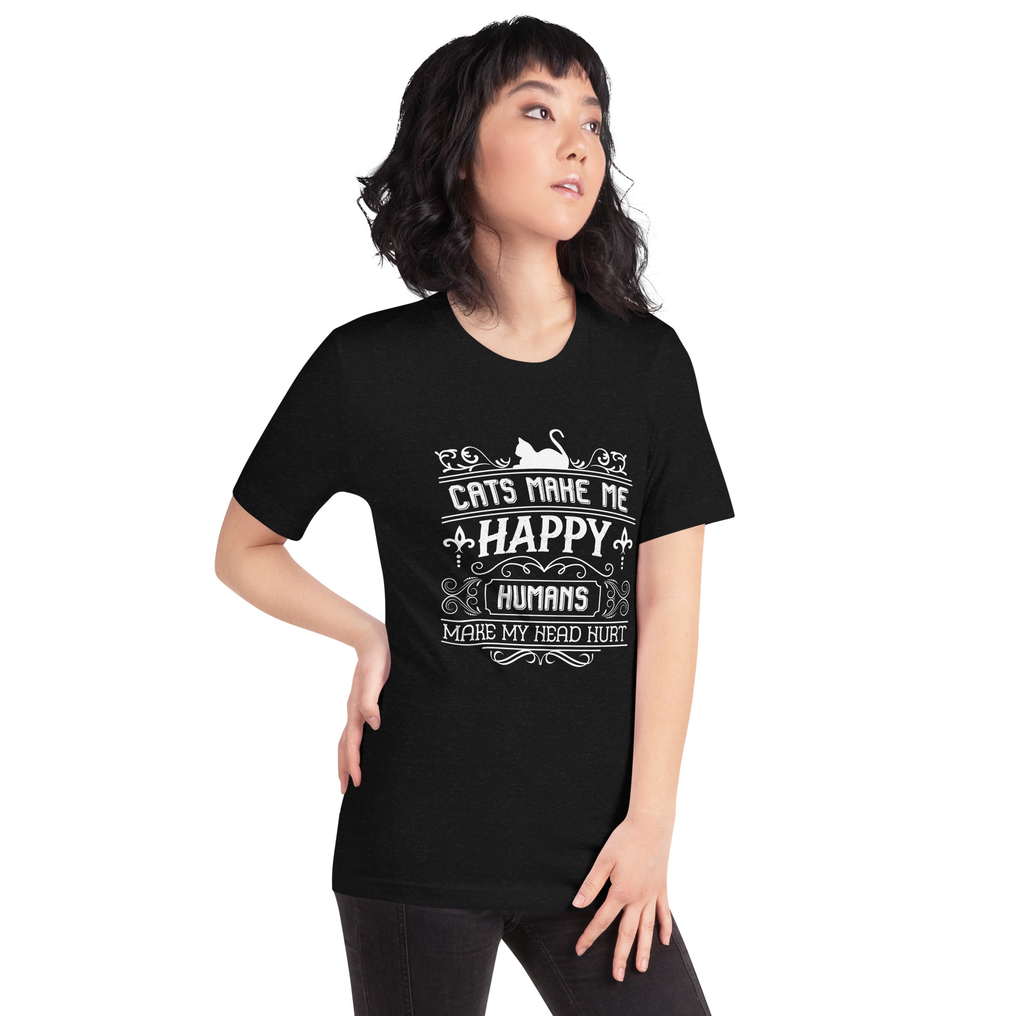 Cats make me happy Unisex-T-Shirt - souverista